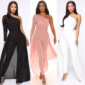 Summer Women Clothes Fashion Sexy One-Piece Long-Sleeve Jumpsuit Fake Two-Piece Set