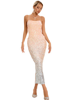 Women halter v-neck sexy sequin formal party Evening Dress