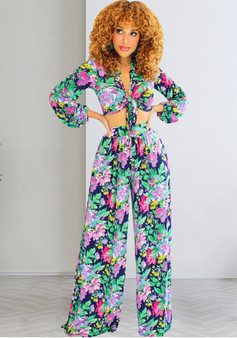 Sexy Fashion Digital Print Two-Piece Pants Set