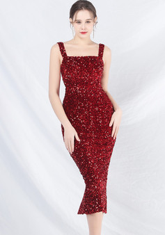 Elegant Strap Sequin Party Dress