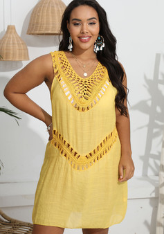 Women's Dress Plus Size Women's Hook Patchwork Sundress Beach Bikini Cover Up