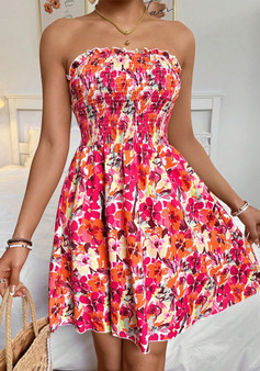 Women's Strapless Floral Minidress