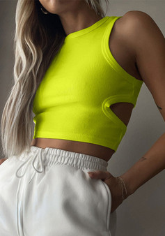 Women Summer Hollow Sleeveless Crop Top