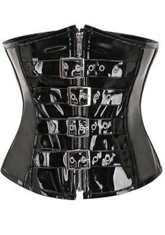 Women Punk Zipper Corset Crop Shapewear with Girdle