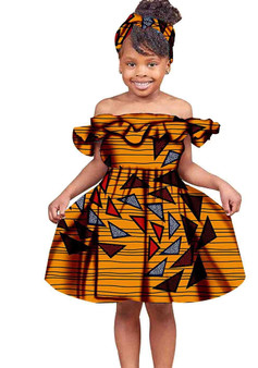 African printed batik full cotton children's girls suspenders skirt