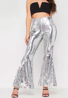 Sexy Nightclub Women's Multicolor Sequin Bell Bottom Pants