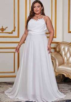 Spring And Summer Chic Elegant Solid Color Strap Low Back Trailing Formal Party Women's Wedding Dress