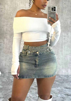 Women Bodycon Elastic Denim Mini Skirt