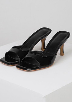 PU Leather High Heel Sandals Summer Square Toe Stiletto Heel Outdoor Wear Plus Size Women's Slippers