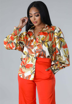 Sexy Fashion Digital Printing Multicolor Women's Shirt