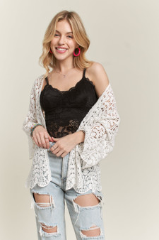 ADORA Leaf Pattern Crochet Cardigan