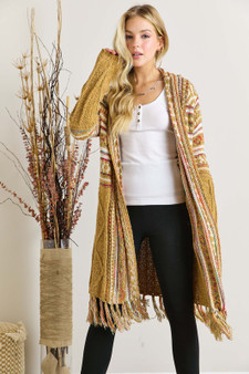 Fringe Hem Aztec Cardigan