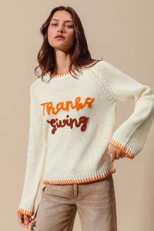 SO ME Thanksgiving Tinsel Lettering Sweater Top