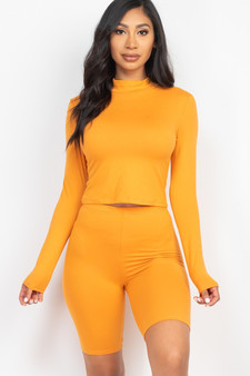 Mock Neck Top & Biker Shorts Set​​​