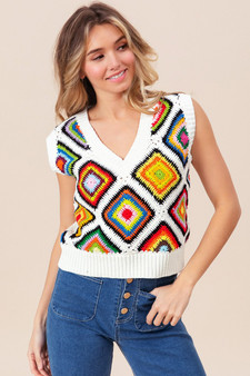 BiBi Diamond Granny Square Sweater Vest