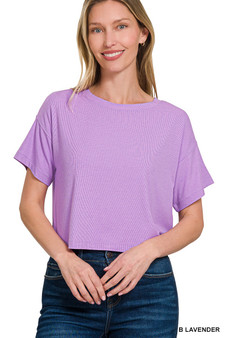 Zenana Ribbed Round-Neck Crop T-Shirt