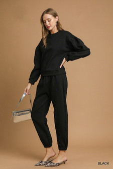 Umgee Fleece Jogger Pants with Drawstring