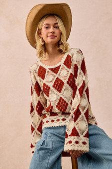 BiBi Diamond Crochet Knit Top
