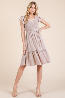 Lime 'N' Chili Ruffle Trim Smocked Dress with Contrast