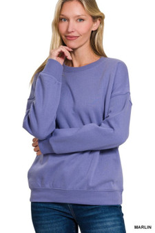 Zenana Full Size Fleece Drop Shoulder Sweatshirt Plus Size