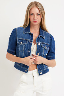 RISEN Puffed Short Sleeve Crop Denim Jackets