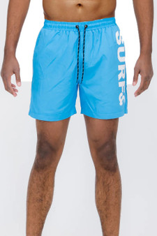 WEIV Men's Full Size Letter Graphic Drawstring Swim Shorts Plus Size