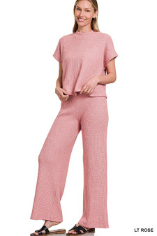 Zenana Sweater Boxy Top & Long Pants Set