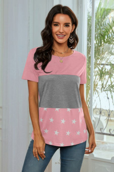 Round Neck Short Sleeve Print Top