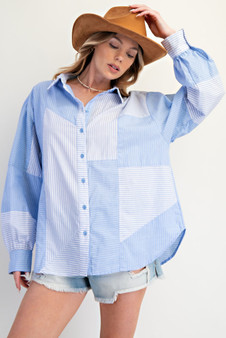 Stripe Mix Button Down Shirt