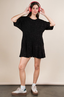 VERY J Mineral Washed Oversized Knit Comfy Romper