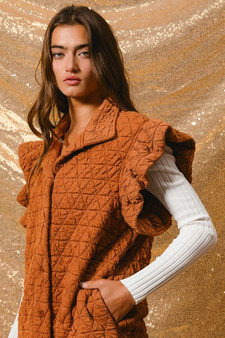 BiBi Quilting Knit Ruffle Sleeve Vest