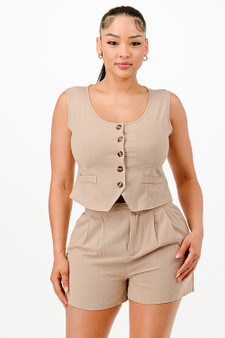 Casual Cropped Vest And Short Set​​