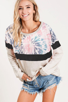 BiBi Mix And Match Color French Terry Wide Neck Top