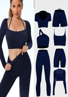 Ribbed Seamless Yoga Wear Long Sleeve Tracksuit Yoga Tank Top One-Piece Yoga Pants Women Gym Pants