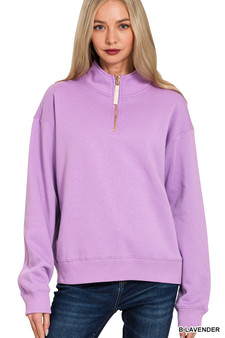 Zenana Fleece Half Zip Sweatshirt
