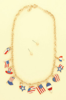 Americana Theme Charm Necklace Set