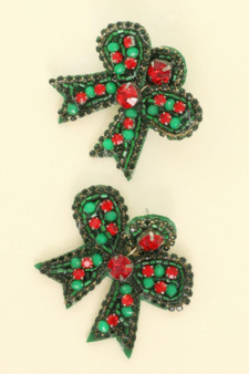 Christmas Bow Post Dangle Earrings