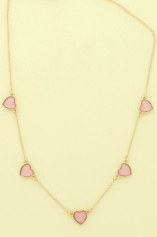 Enamel Heart Staion Necklace