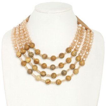 Multi-Strand Wood Bead Necklace​​
