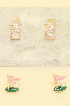 2 Pair Gameday Golf Theme Earring Set