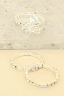 3Pc Jeweled Adjustable Ring Set