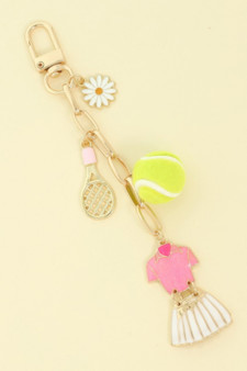 Tennis Theme Bag Charm Keychain