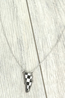 Western Checker Flag Lightning Pendant Necklace