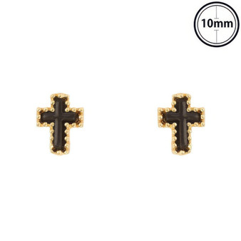 Pearlescent Enamel Inlay Cross Post Earrings