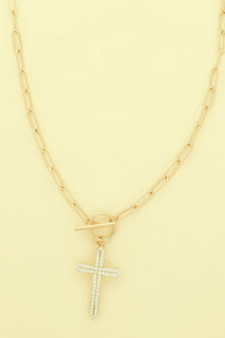 Cross Pendant Toggle Necklace