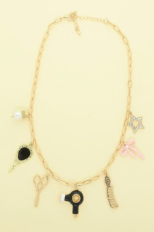 Hair Stylist Theme Charm Necklace