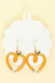 School Theme Heart Pencil Drop Earrings