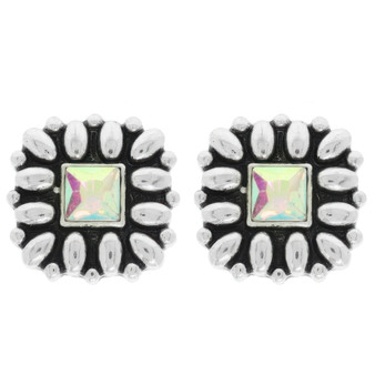 Western Floral Square Post Earrings