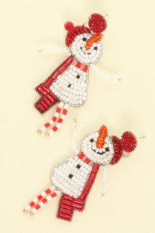 Christmas Scarfed Snowman Post Earrings​