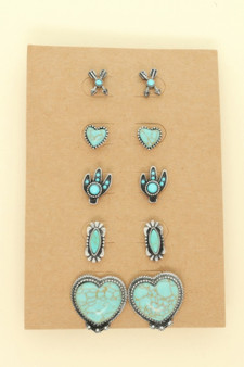 Western Theme 5 Pair Earring Set